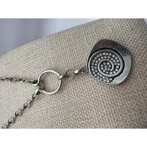 Premier Design Silver Tone Spiral Pendant Necklace with Rhinestones